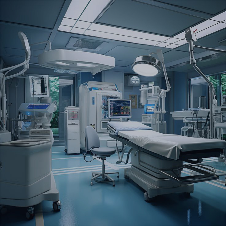 Advanced biomedical equipment in modern hospital setting